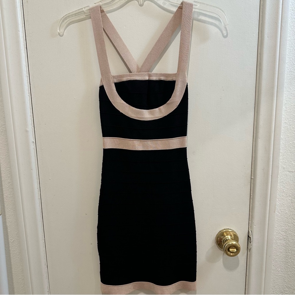 Bebe Bandage Dress, Small, Black & Beige, good condition!